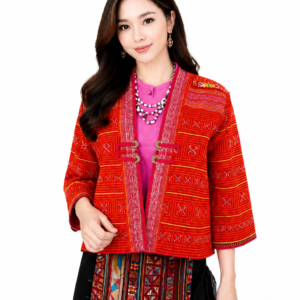 เสื้อคลุมผ้าชาวเขาปักมือ ทั้งตัว งานแฮนด์เมด RedCraft SB09