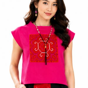 เสื้อครอปผ้าใยกัญชงแต่งผ้าชาวเขา SC06