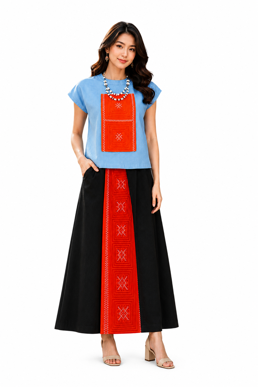 เสื้อครอปผ้าใยกัญชงแต่งผ้าชาวเขา SC12