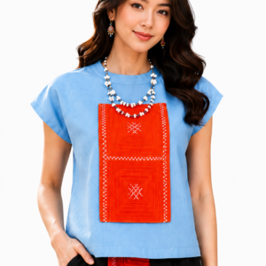 เสื้อครอปผ้าใยกัญชงแต่งผ้าชาวเขา SC12