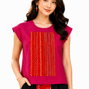 เสื้อครอปผ้าใยกัญชงแต่งผ้าชาวเขา SC13