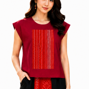 เสื้อครอปผ้าใยกัญชงแต่งผ้าชาวเขา SC15