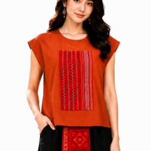เสื้อครอปผ้าใยกัญชงแต่งผ้าชาวเขา SC16