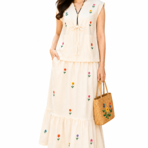 ชุดเสื้อและกระโปรงผ้าฝ้ายลายวินเทจ SS13