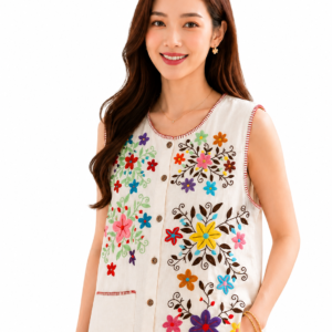เสื้อผ้าฝ้ายปักมือ ผ้าฝ้ายธรรมชาติ 100%