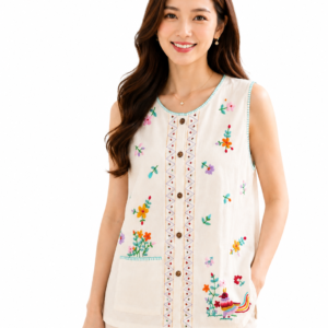 เสื้อผ้าฝ้ายปักมือธรรมชาติ SL04