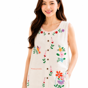 เสื้อผ้าฝ้ายปักมือธรรมชาติ SL05