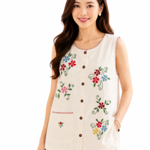 เสื้อผ้าฝ้ายปักมือ ผ้าฝ้ายธรรมชาติ 100% SL07