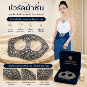 หัวรัดผ้าซิ่นงานหัตถศิลป์ไทย โลหะลายไทย สำหรับผ้าซิ่น ผ้าถุง และชุดพื้นเมือง ลวดลายประณีต คุณภาพดี
