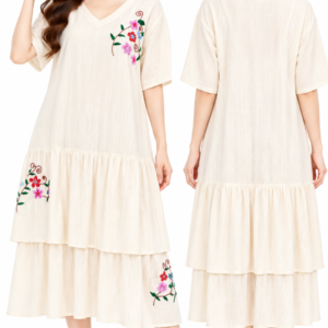 cream-cotton-floral-tiered-dress-dr77